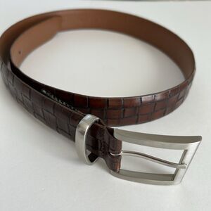 J Campbell Los Angeles Belt Italian Leather Mens Brown Embossed Size 34